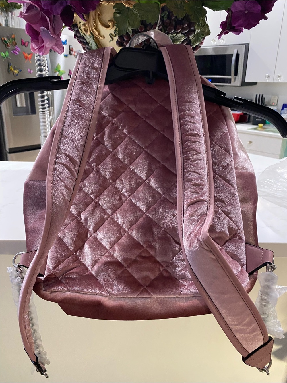 Victoria's Secret Pink Quilted Velvet Studded Backpack - Picture 2 of 8